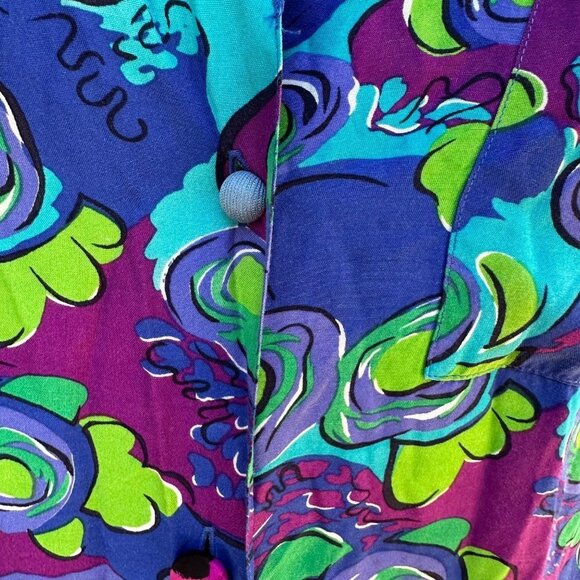 Vintage Blue Island Hawaiian Style Button Down Women’s Shirt Size M - Picture 4 of 13